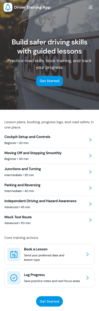 Driver Training App Template