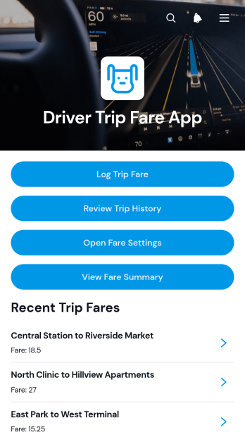 Driver Trip Fare App Template