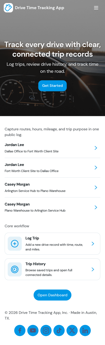 Drivetime Tracking App Template
