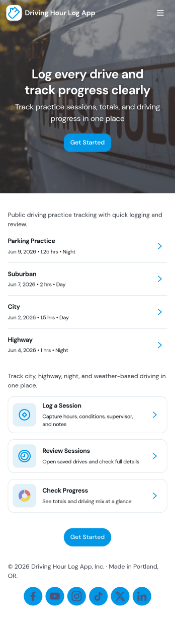 Driving Hour Log App Template