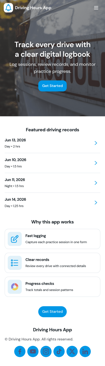Driving Hours App Template