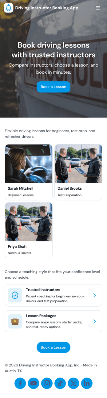 Driving Instructor Booking App Template