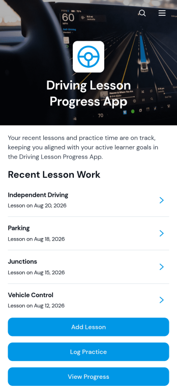 Driving Lesson Progress App Template