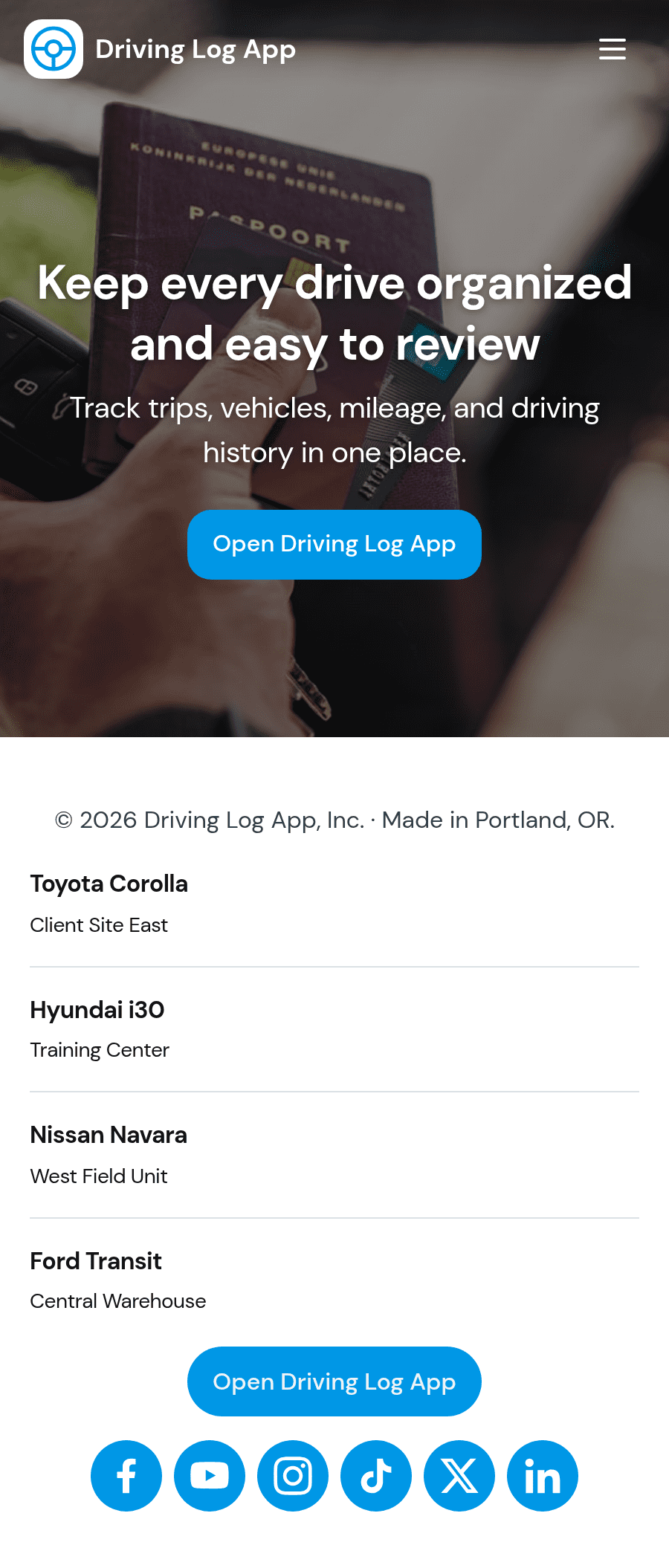 Driving Log App Template | Jotform