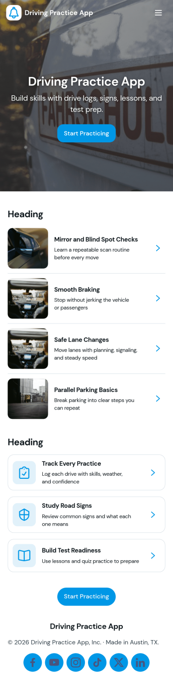 Driving Practice App Template