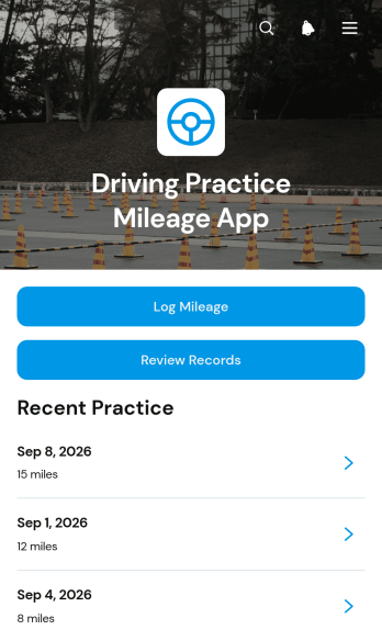 Driving Practice Mileage App Template