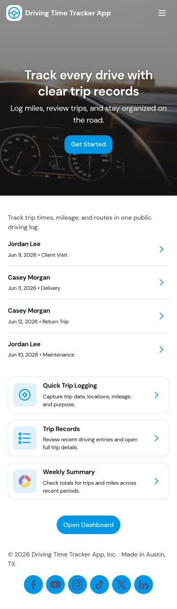 Driving Time Tracker App Template