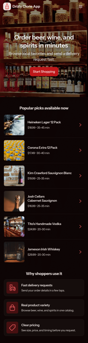 Drizly Clone App Template