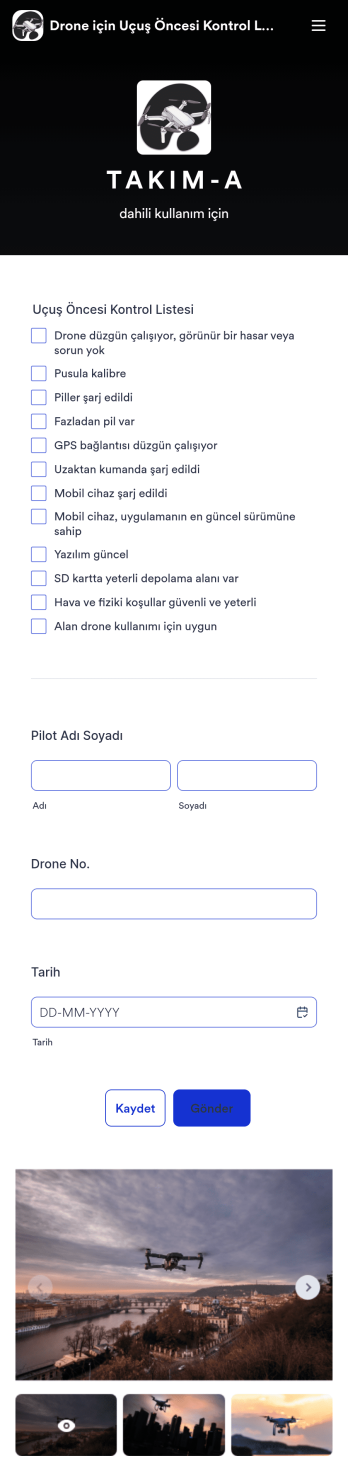 Drone için Uçuş Öncesi Kontrol Listesi Uygulama Șablonu