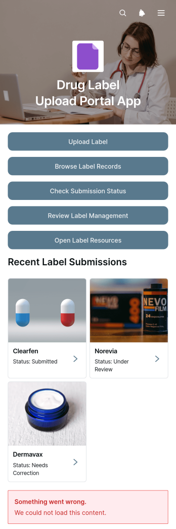 Drug Label Upload Portal App Template