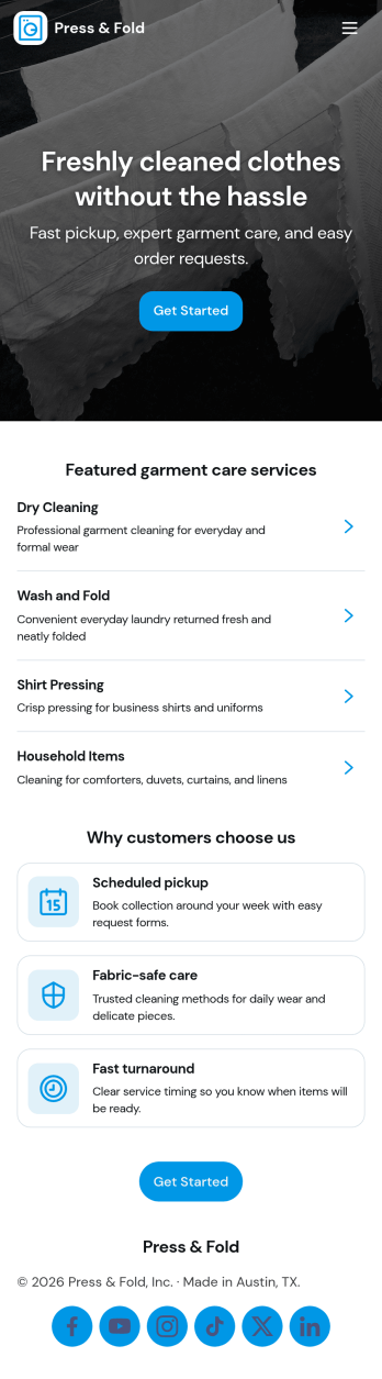 Dry Clean App Template