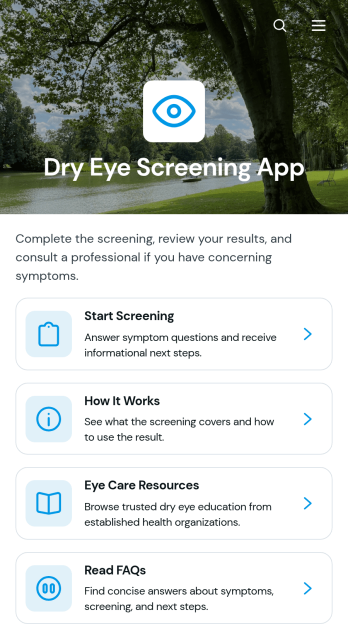 Dry Eye Screening App Template