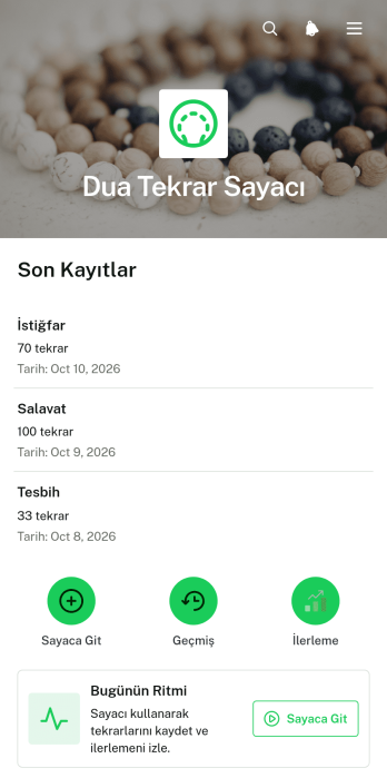 Dua Okuma Sayacı Uygulama Șablonu