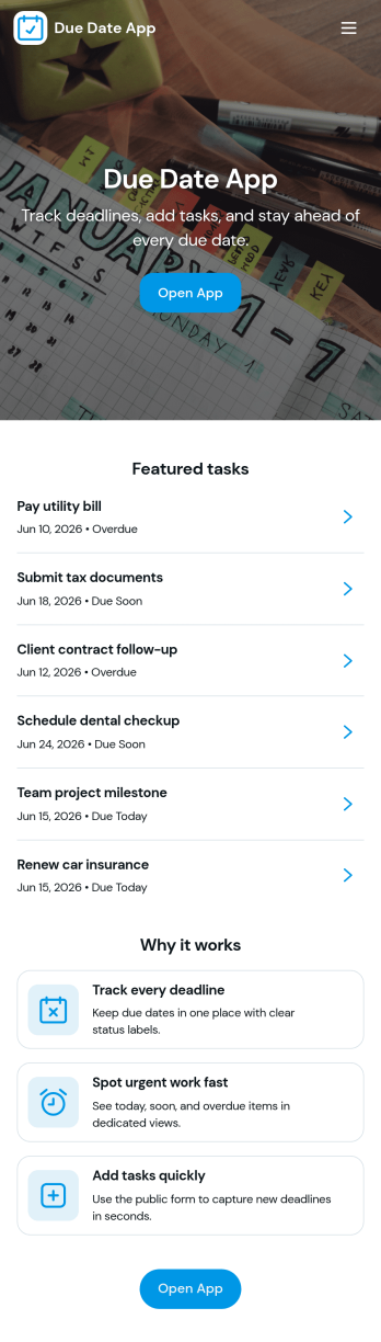 Due Date App Template