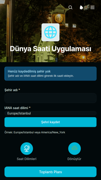 Dünya Saati Uygulama Șablonu