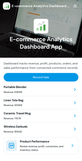 E-commerce Analytics Dashboard App Template