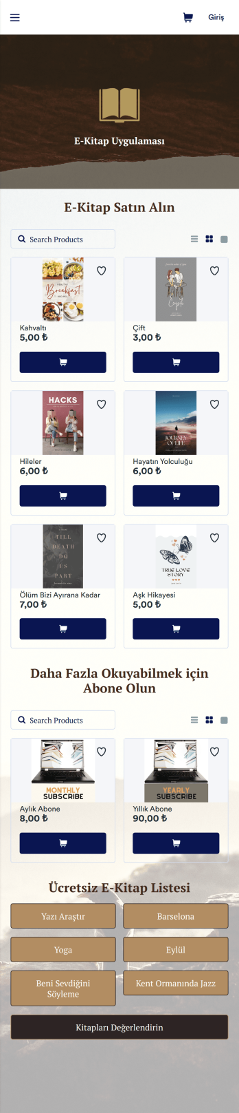 E-Kitap Uygulama Șablonu