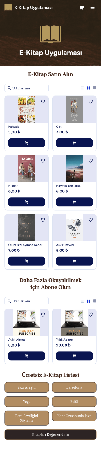 E-Kitap Uygulama Șablonu