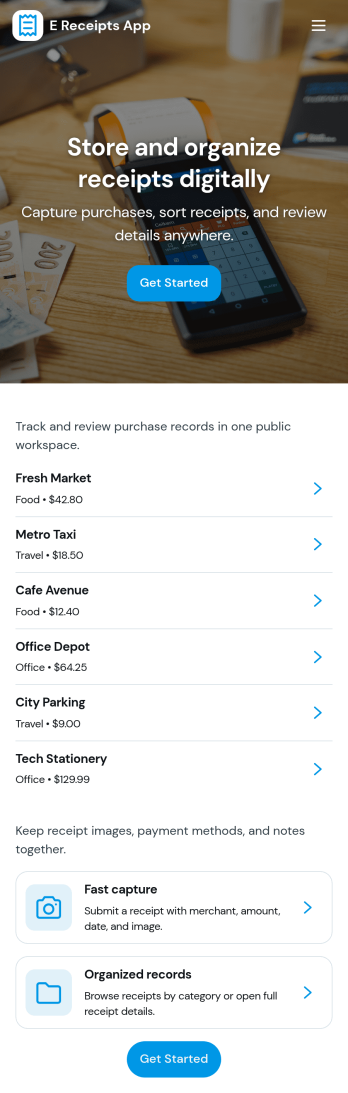 E Receipts App Template