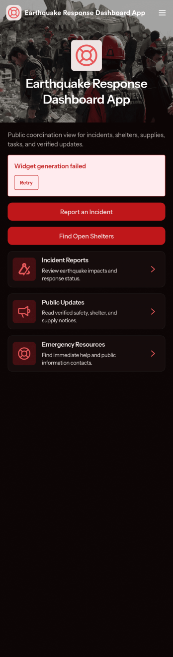 Earthquake Response Dashboard App Template