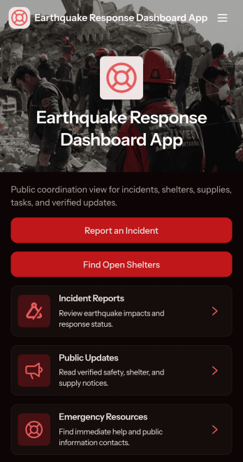 Earthquake Response Dashboard App Template