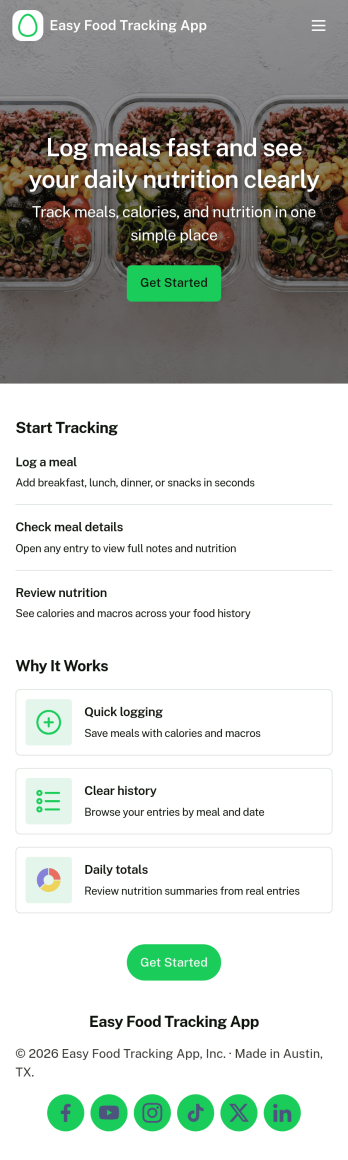 Easy Food Tracking App Template