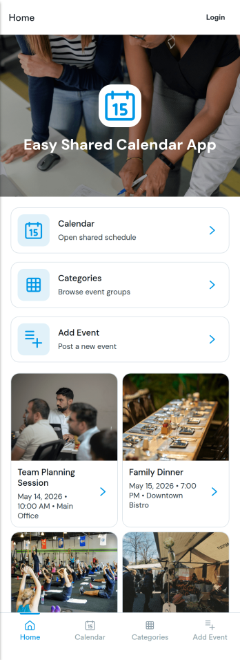 Easy Shared Calendar App Template