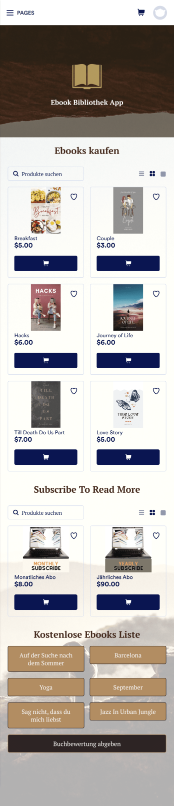 Ebook Bibliothek App Template