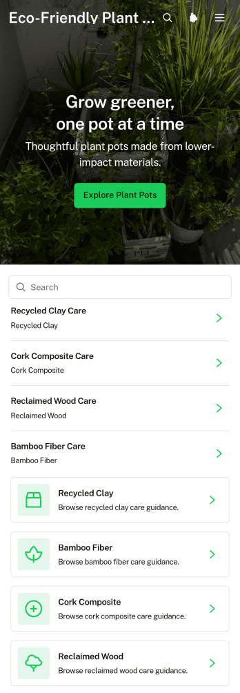 Eco-Friendly Plant Pot Store App Template