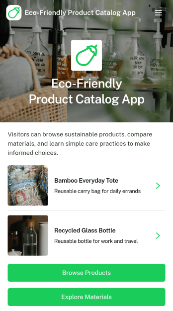 Eco-Friendly Product Catalog App Template