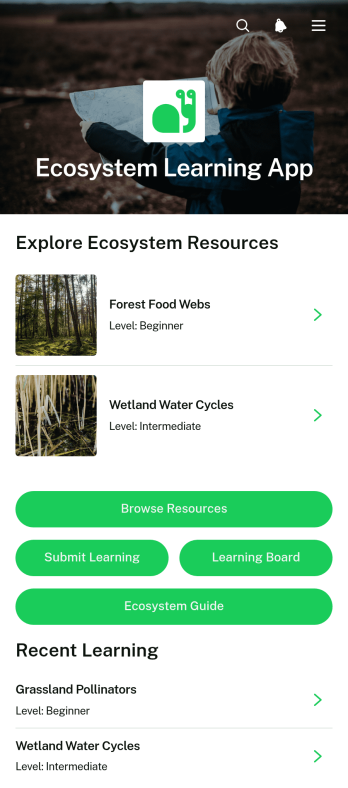 Ecosystem Learning App Template