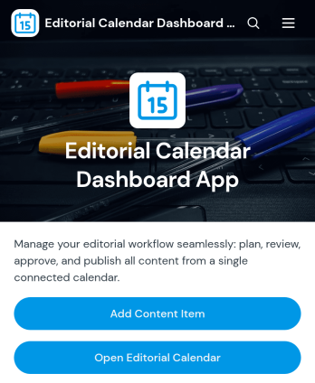 Editorial Calendar Dashboard App Template