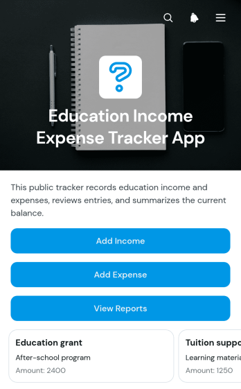 Education Income Expense Tracker App Template