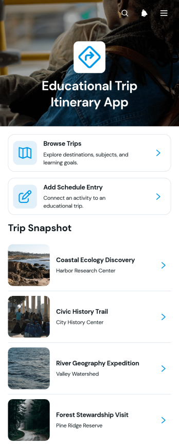 Educational Trip Itinerary App Template