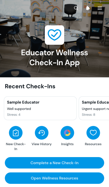 Educator Wellness Check-In App Template