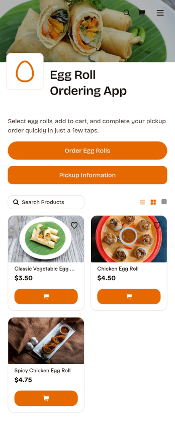 Egg Roll Ordering App Template