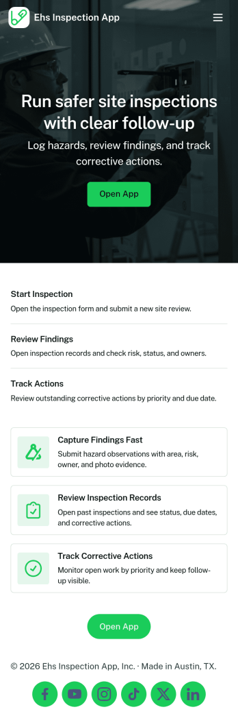 Ehs Inspection App Template