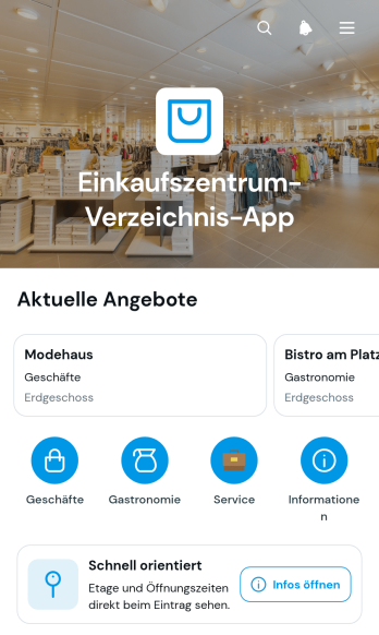 Einkaufszentrum-Verzeichnis-App