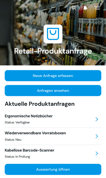 Einzelhandels-Produktanfrage-App