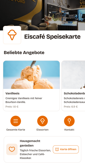 Eiscafé-Speisekarten-App