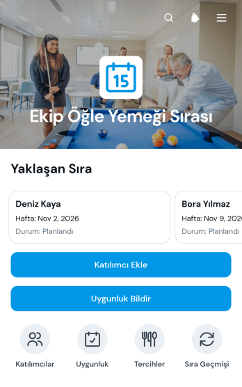 Ekip Öğle Yemeği Rotasyonu Uygulama Șablonu