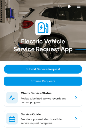 Electric Vehicle Service Request App Template