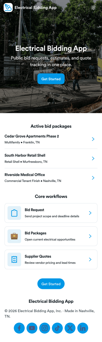 Electrical Bidding App Template
