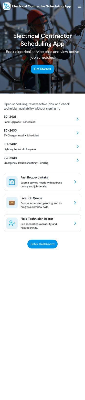 Electrical Contractor Scheduling App Template