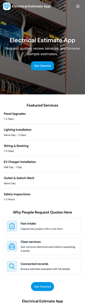 Electrical Estimate App Template