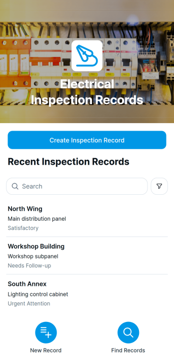 Electrical Inspection Records App Template