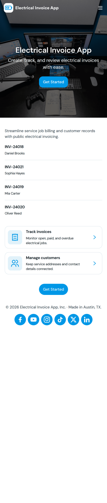 Electrical Invoice App Template