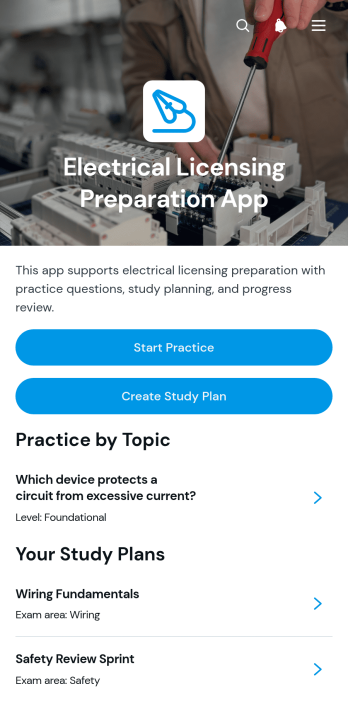 Electrical Licensing Preparation App Template