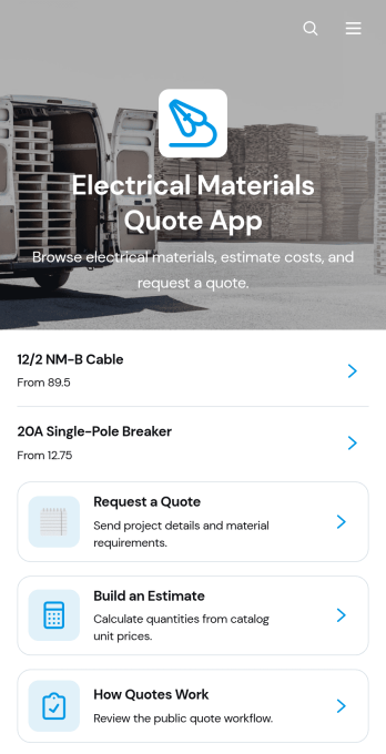 Electrical Materials Quote App Template