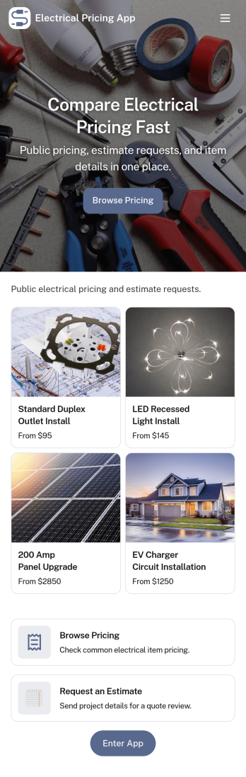 Electrical Pricing App Template
